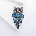 Owl Brooch Marquise Crystal Body Gunmetal Frame Pin view 3