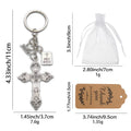 Silver Ornate Crucifix Dove and Bible Keychain and Attached Hardware view 2