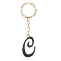 Black Enamel Gold Outline Script Letter Keychain Alphabet view 8