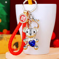 Heart Gem Teddy Bear Keychains With Gold or Silver Tone Finish view 2