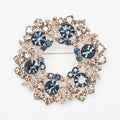 Blue and Clear Crystal Wreath Brooch in Silver Tone view 6