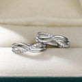 Silver Tone Interwoven Double Hoop Earrings With Clear Stones view 4