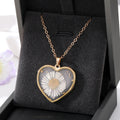 Gold Tone Pressed Daisy Heart Earrings Necklace and Clip Keychain view 2