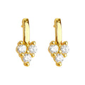 Gold Tone Mini Clear Stone Flower Cluster Stud Earrings view 5