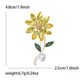 Crystal Daisy Stem Brooch with Pearl Drop in Two Tones view 6