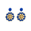 Six Color Woven Floral Round Statement Stud Earrings view 5