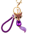 Purple Jeweled Fox Head Keychain with Teardrop Crystal Accent view 5