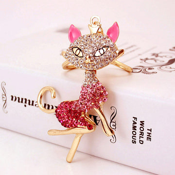 Rhinestone Fox Keychain With Key Ring and Lobster Clasp, 4 Styles