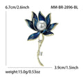 Enamel Lotus Stem Brooch With Pearl Center in Three Colors view 8