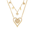 Gold Steel Double Heart And Multi Charm Layered Necklaces view 5