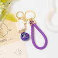 Rhinestone Fu Lucky Bag Keychain Gold Metal Charm Cord Options view 11