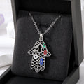 Gold and Silver Tone Hamsa Evil Eye Pendant Necklaces view 9