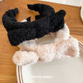 Black and Cream Boucle Terry Bow Padded Headband Pair view 4