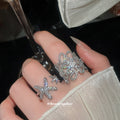 Silver Crystal Starfish and Openwork Butterfly Rings view 1