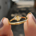 Gold Dual Triangle Clear Stone Ring Center Pavé Bar view 3