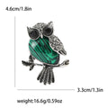 Antique Silver Owl Cabochon Brooch Black Crystal Eyes view 10