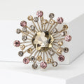 Round Radiating Crystal Brooch In Champagne And Red view 2