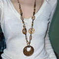 Long Beaded Necklace Resin Animal Print Pendant Three Styles view 1