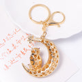 Rhinestone Crescent Moon Owl Keychain Gold Tone 3 Colors view 4