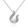 Silver Pearl Flame Pendant Heart Leaf and Swirl Studs view 5