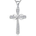 Silver Tone Cross Infinity Crystal Pendant Necklace view 1