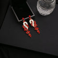 Crystal Leaf Cascade Drop Earrings Gold Blue Green Red view 9