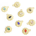 Rhinestone Sun Eye Charms in Gold and Silver Tones, Nine Colors view 3