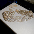 Open Lattice Mesh Wide Choker Necklace In Gold And Silver view 6