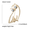 Open Line Owl Brooch With Gray Pearls in Gold or Silver Tone view 5