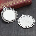 Fine Floral Border Round Pendant Settings in Two Finishes view 4
