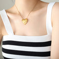 Puffy Heart Pendant Necklace Thin Snake Chain Gold Or Steel view 7