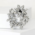 Floral Crystal Wreath Brooch in Blue or Brown Purple view 3