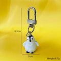 White Resin Penguin Keychains Silver Lobster Clasp 3 Poses view 3