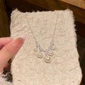Silver Crystal Swag Necklace With Pearl Drop Accents view 4