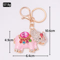 Rhinestone Enamel Elephant Keychain Crystal Saddle Charm view 3