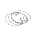 Silver Star Moon Heart Rhinestone Open Bangle Bracelet Set view 5