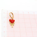 Gold Tone Red Heart Drip Charm Huggie Drop Earrings view 2