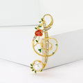 Floral Treble Clef Brooch With Pearl in Gold or Silver Tone view 2
