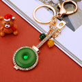 Round Jade Look Pipa Keychains in Red and Green Color Options view 2