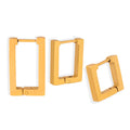 Geometric Rectangle Square Huggie Hoop Earrings Gold Steel view 5