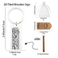 White Rectangle Arabic Calligraphy Wooden Pendant Keychain view 2