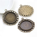 Round Filigree Edge Pendant Bezel Settings in Three Finishes view 2