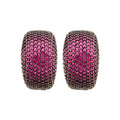 Purple Crystal Wide Huggie Earrings with Dark Metal Trim view 5