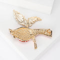 Red Crystal Cardinal Bird Brooch On Green Branch Decorative Lapel Pin view 3