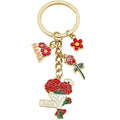 Mom Rose and Carnation Enamel Keychains in 5 Floral Styles view 5