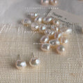 White Baroque Irregular Freshwater Pearl Stud Earrings Pair view 3