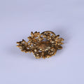 Crystal Flower and Leaf Brooch in Two Dark Finishes view 4
