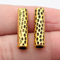 Two Finish Pitted Long Tube Spacer Bead Metal Jewelry Making Component view 3