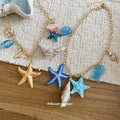 Gold Tone Sea Life Charm Necklace in Two Colorways view 4