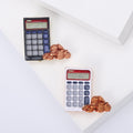 Calculator and Coin Stack Enamel Brooch in Black or White view 1